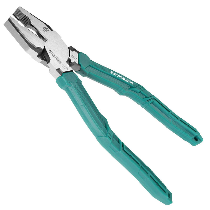 Engineer PZ-78 Side Cutting Linemans Pliers with Unique Screw Extractor Gripping Jaws, High Leverage Design, Vertical Serrations to remove a screw head securly, Crimper for Bare Terminals For Φ0.1 - 0.5 inch (3 - 12 mm) [With Simple Crimp]