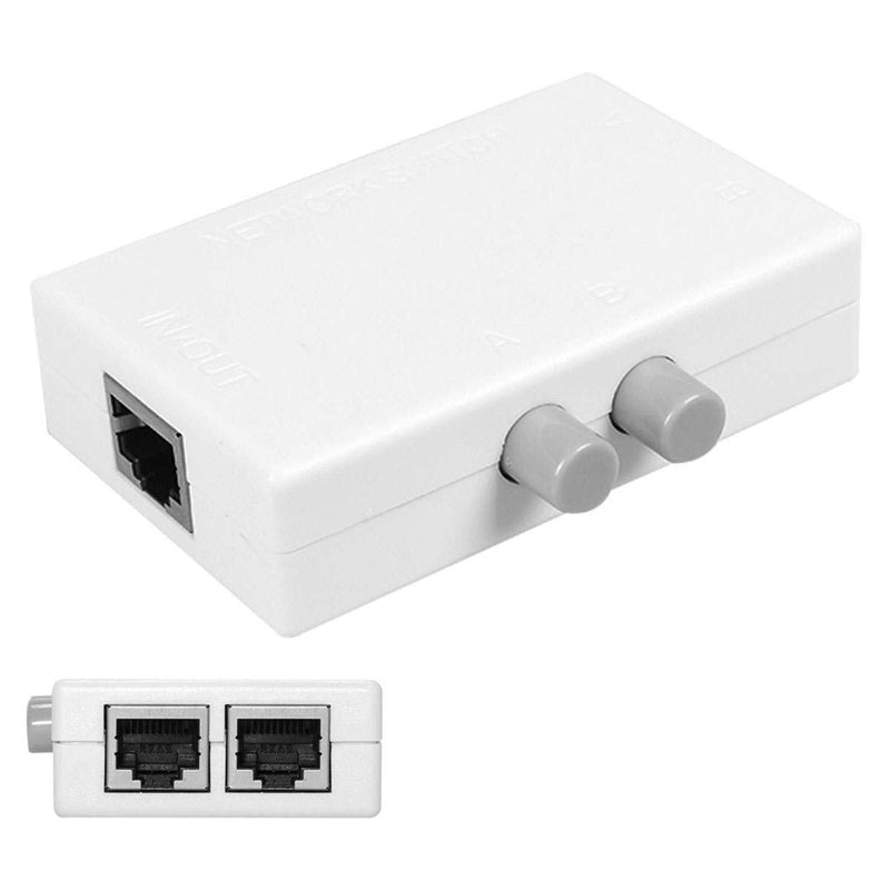 JSER UTP STP 2 in 1 Out 2 Ports RJ45 LAN CAT6 CAT5E Network Switch Selector Internal External Networking Switcher Splitter Box RJ45 Angled Adapter
