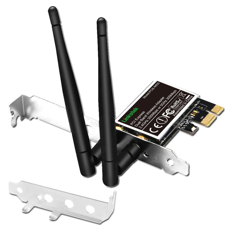 Wireless N 600Mbps (2.4GHz 300Mbps and 5GHz 300Mbps) PCIE WiFi Adapter, PCIE WiFi Card, QUALCOMM Atheros AR946X Wireless Network Adapter for Windows 10 8.1 8 7 XP Desktop PCs (PCIE-N600) PCIE-N600