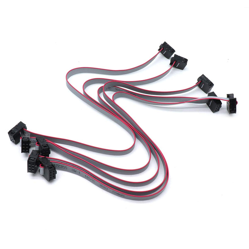 5Pcs Ribbon Cable with Black 2.54mm FC, 6 Pins F/F IDC Connector Flat Ribbon Cable, Dual Row Data Cable 30cm Length