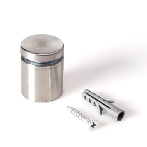 Stainless Steel Standoff 1 Inch Diameter x 1 Inch Barrel Length Brushed Finish for PVC, Glass and Acrylic Sign Stand Off Wall Anchors and Screws 20 Piece Store/Restaurant Pack 20 Piece Pack