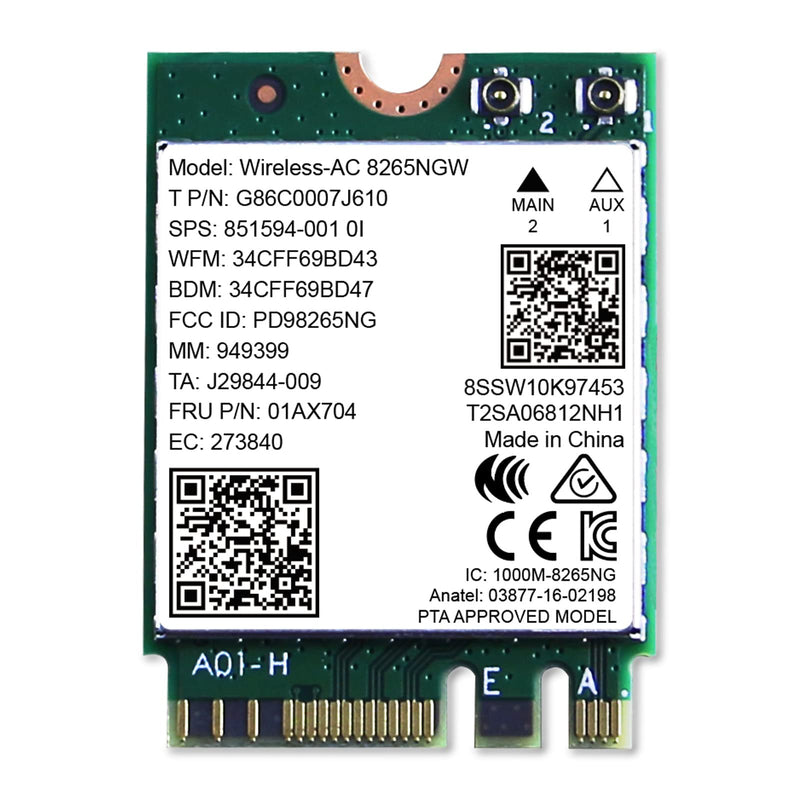 NETELY Wireless-AC 1200Mbps NGFF M2 WiFi Adapter with Bluetooth 4.2 for Laptop PCs, 2.4GHz & 5GHz Wireless Network Card Wireless-AC 8265NGW