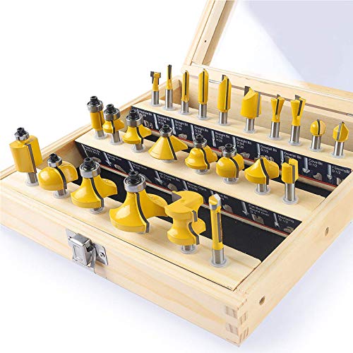 24X Router Bits Set 1/4Inch Shank Made of Carbon Steel C3Alloy Blade