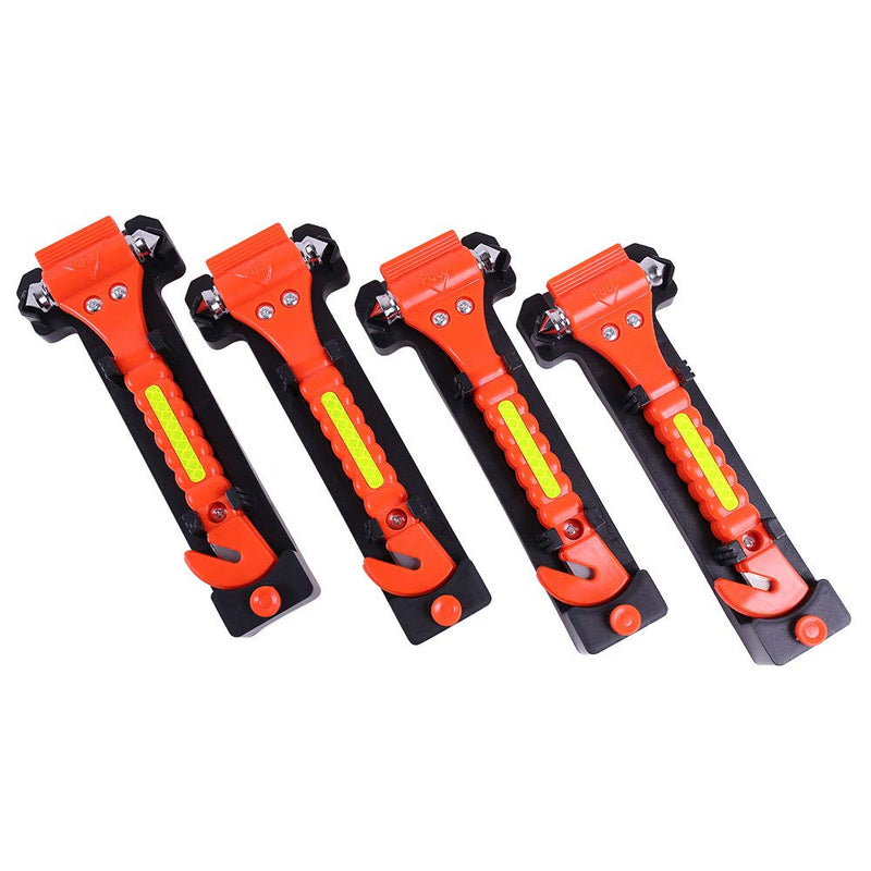 4 PCS GoDeCho Car Emergency Escape Window Breaker and Seat Belt Cutter Hammer with Light Reflective Tape,Life Saving Survival Kit