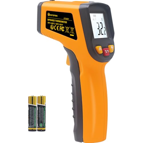 KETOTEK Infrared Thermometer Laser Digital IR Pyrometer Non-Contact Temperature Gun -50°C to 400°C Temperature Meter for Cooking Barbecue Freezer Industrial Food KT400Y