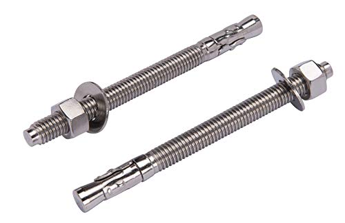 Bolt Dropper 1/2" X 6" Wedge Anchor (5pc), 18-8 Stainless Steel Corrosion Resistant Commercial Grade Washers and Nuts Included Choose Size 1/2" x 6"