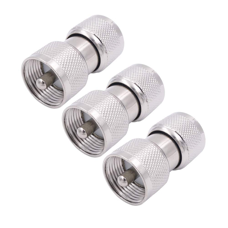 Fancasee 3-Pack PL-259 / SO-239 UHF Male to Male Coax Coaxial Barrel Connector Adapter Coupler for CB Ham Radio HF VHF UHF Antenna Cable Cord Extension