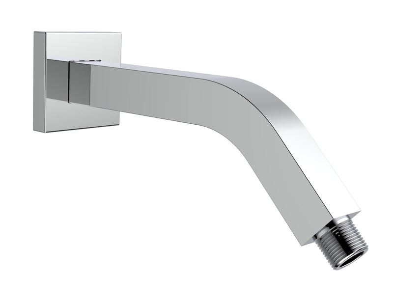Square Shower Arm and Anti-Scratch O-Ring Flange, 8 inch, Heavy-Duty Solid Brass, Both Soldered 1/2-14 NPT Tapered Threads, Wall Mount Shower Head Extension Arm (Polished Chrome) Polished Chrome