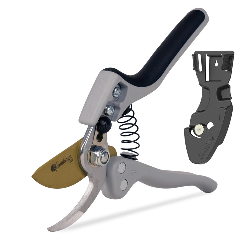 KAMIKAZE Heavy-Duty Professional Pruning Shears for Gardening, Ergonomic Comfort Handle, SK5 High-Carbon Steel Bypass Blade, Cuts Branches Up to 1 Inch, Garden Clippers for Tree and Shrub Trimming Grey