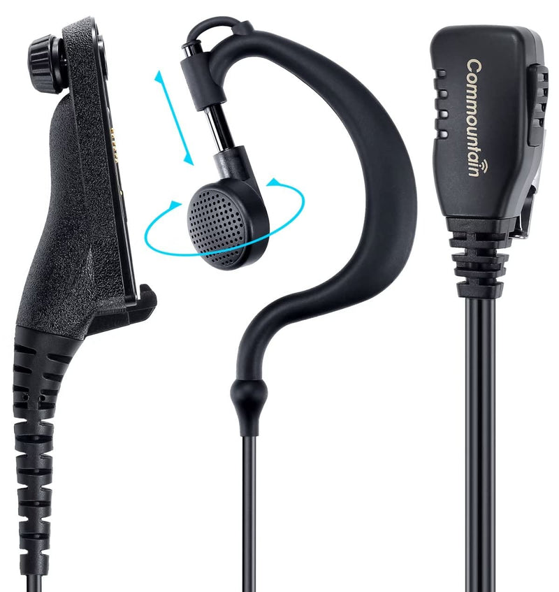 commountain APX 6000 XPR 7550e Earpiece with Mic Compatible for Motorola Radios APX 8000, APX 7000, APX 4000, XPR 7350e, XPR 7550, XPR 7580e, APX6000, APX8000, XPR7550, XPR7550e, Earhook Headset For users less than 6 feet tall