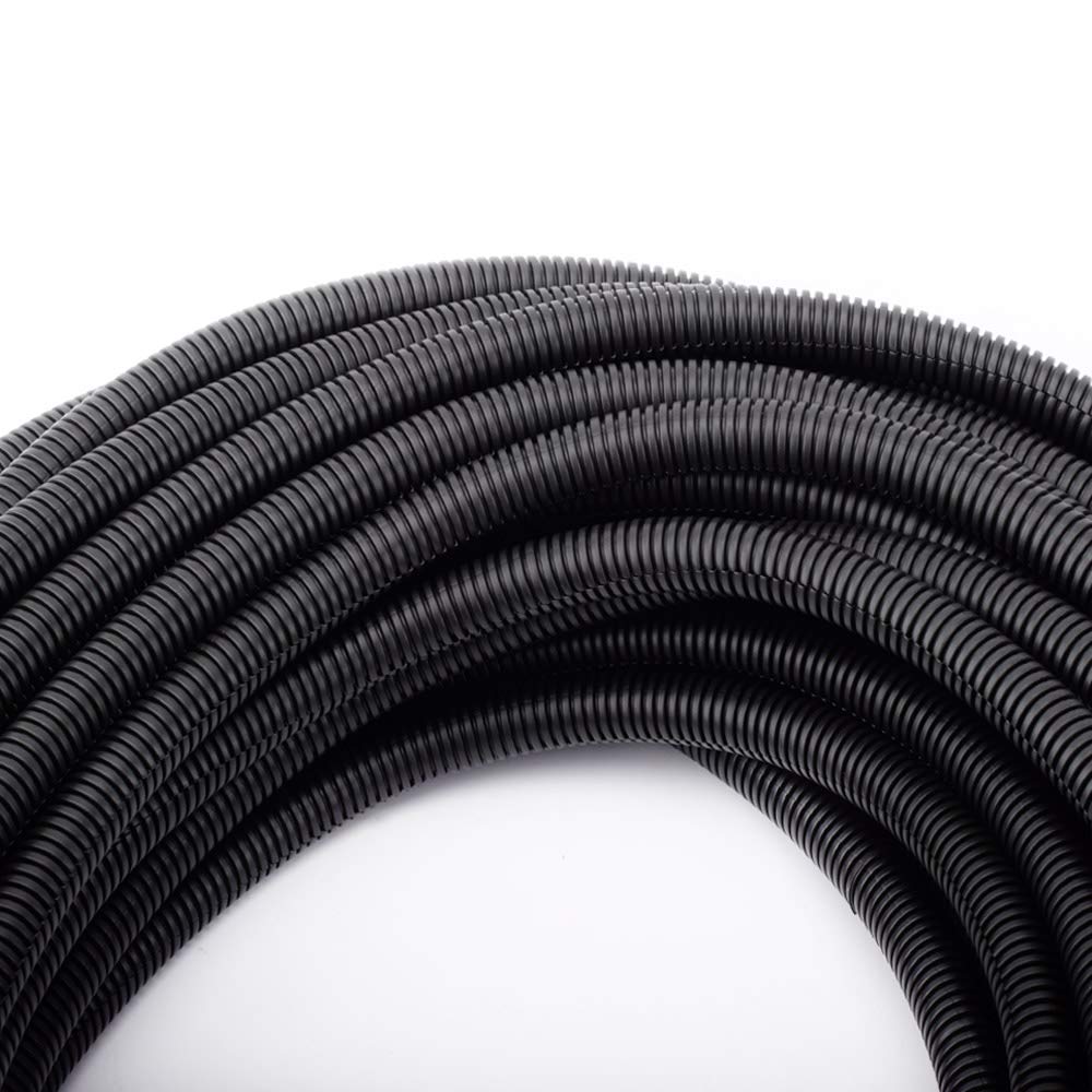 ZhiYo 50 FT 1/2” Wire Loom Split Tubing Auto Wire Conduit Flexible Cover Plastic Cover for Electrical Wires & Cables High Temperature (-40F to 257F) 50 FT 1/2” Black