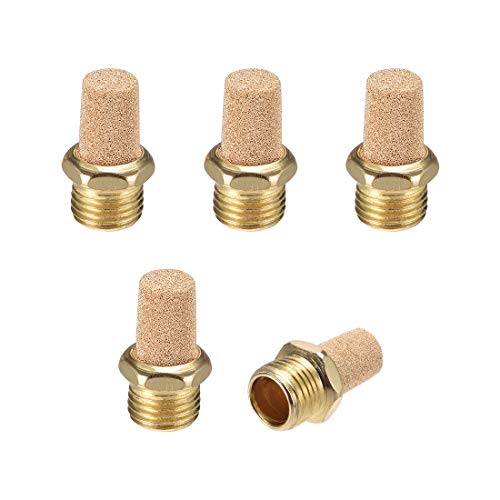 sourcing map Brass Exhaust Silencer with Brass Body 1/4 Inch PT Male Thread Bronze Pack of 5 | Schalldämpfer, Mit Messingkörper