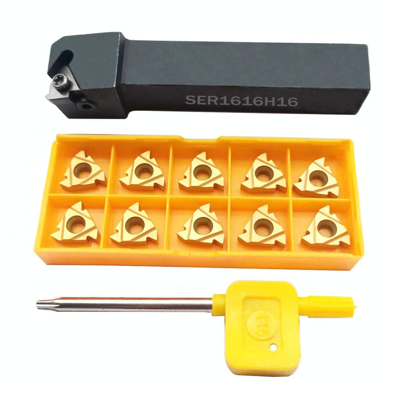 SER1616H16 5/8 Inch Thread Turning Chisel + 16ER AG60 Threading Carbide Blade | ASZLBYM CNC lathe holder carbide inserts metal lathe tool with carbide indexable inserts