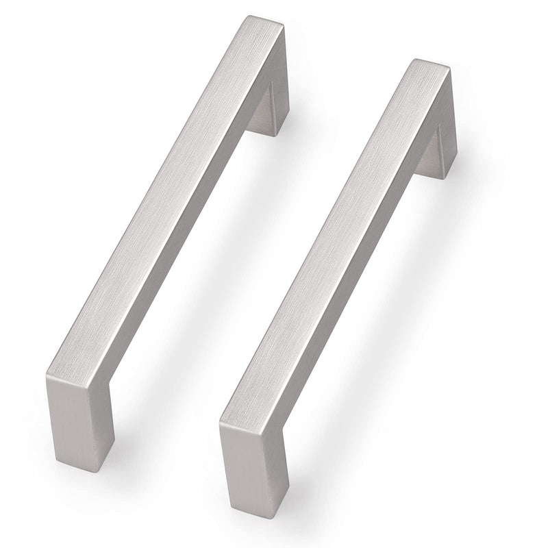 Probrico 4 Inch Satin Nickel Cabinet Pulls Stainless Steel, 10 Pack Door Cabinet Handles,Drawer Dresser Pull Knobs Kitchen Furniture Hardware for Cupboard Wardrobe,Total Lenght:4-1/2 Inch (114mm) hole center 4" Brushed Nickel