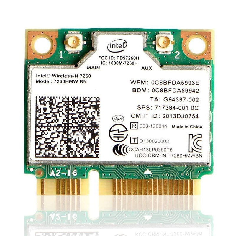 MQUPIN Dual Band Wirless- Intel 7260.HMW Dual Band Wireless Card-AC 7260 Network Adapter+Bluetooth 4.0 USE for Intel AC Half Mini Pcie Card 802.11 b/a/g/n/ac(1 Pack)