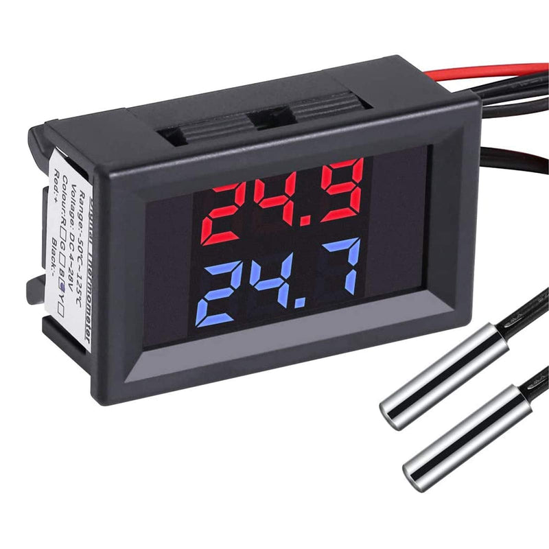 PEMENOL Red + Blue Dual Display Digital Thermometer Digital thermometer with NTC waterproof metal sensor