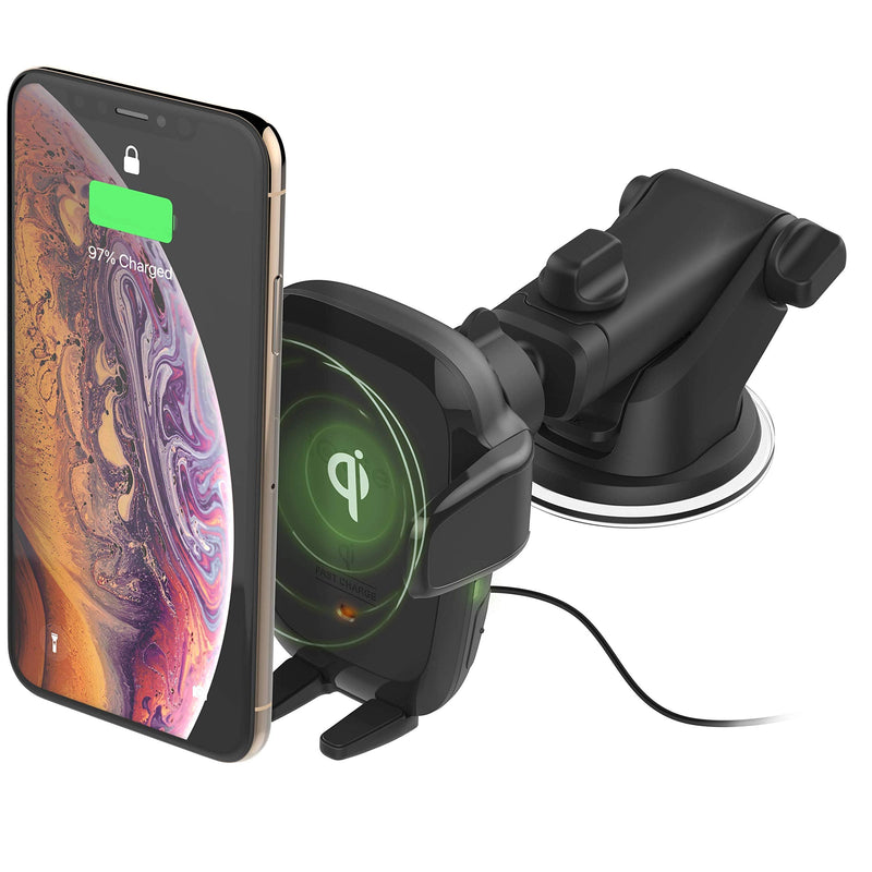 iOttie Auto Sense Qi Wireless Car Charger - Automatic Clamping Dashboard Phone Mount with Wireless Charging for Google Pixel, iPhone, Samsung Galaxy, Huawei, LG, and other Smartphones. Dash & Windshield AutoSense 1