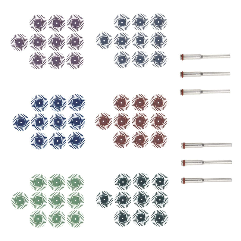 Set of 60 Disc Brushes, Radial Bristle Disc Wheel Bushings, 6-Piece Kit, Grinding Brush, Rotary Tool for Dremel Tool Jewellery, Polishing