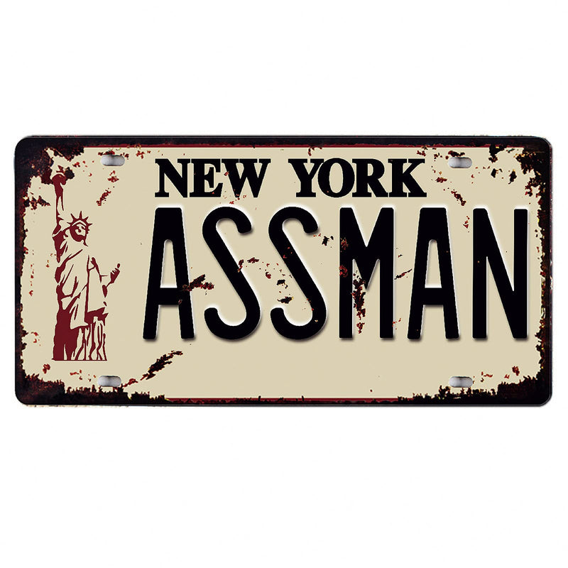 Assman Embossed Tin Signs, Funny Metal Stamped License Plates for Car Motorcycle Wall Decor Seinfeld,Gift Home Decor 12 x 6 inches