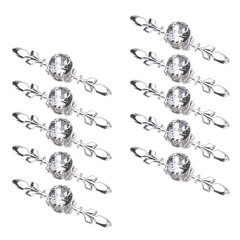 Sumnacon Drawer Dresser Knobs Pull Handles - Crystal Glass Diamond Decorative Knobs with Plate, Cabinet Cupboard Door Knobs with Screws for Kitchen Bathroom Office Decoration Pack of 10 6.7 Inch Silver