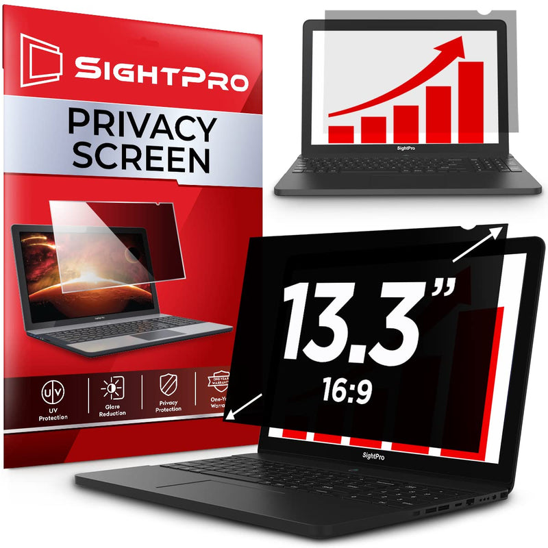 13.3 Inch 16:9 Laptop Privacy Screen Filter - Computer Monitor Privacy Shield and Anti-Glare Protector (11 9/16" X 6 1/2") 13.3 Inch (Diagonal) - 16:9 Aspect Ratio