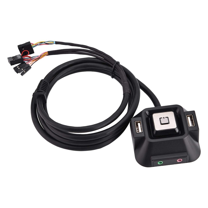Desktop Computer Power Switch with USB Ports, Reset, and Audio Microphone Port, for Internet Cafes and Families