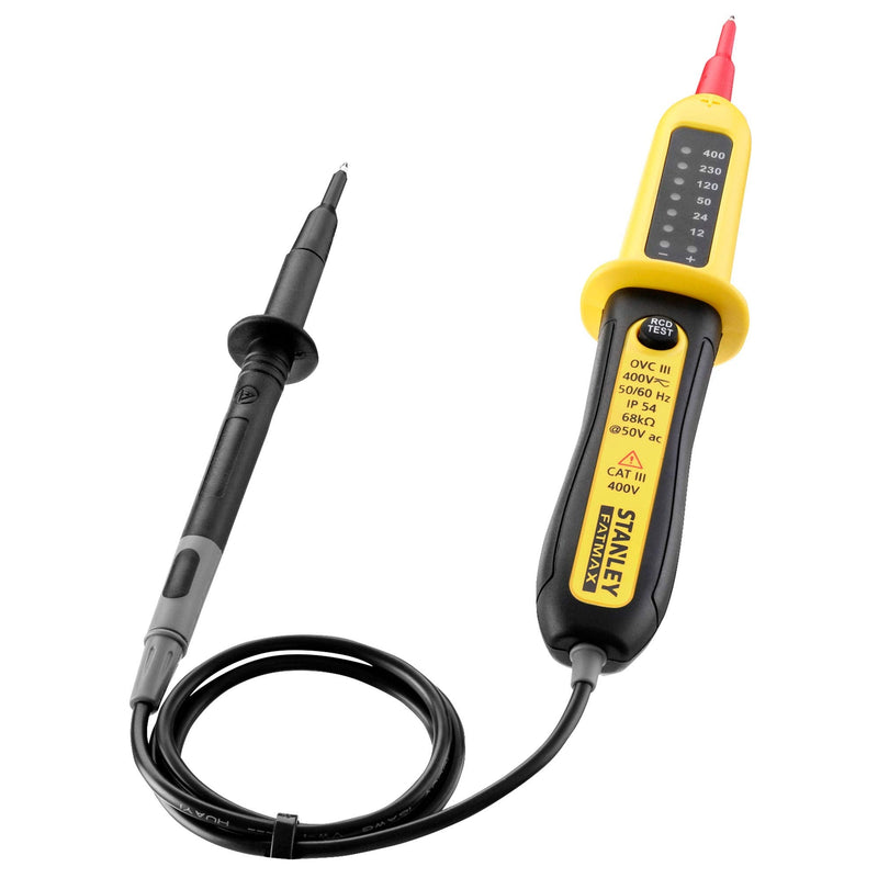 Stanley - FatMax LED Voltage Tester, CAT III 400V, Residual Circuit Breaker (RCD), IP54 Rated, AC/DC 400V, Voltmeter, 400 Volts, FMHT82566-0