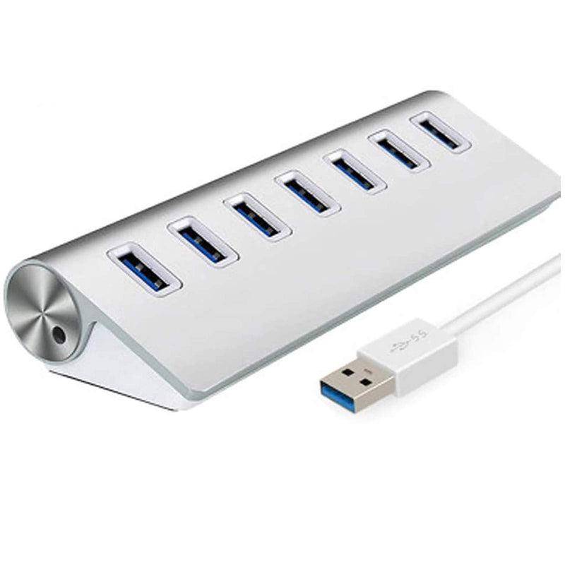 USB Hub,Aluminum 7-Port Compact Portable Super Speed USB 3.0 Data Hub for iMac MacBook PC Laptop
