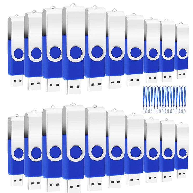 20PCS 4GB Bulk Flash Drives EASTBULL USB 2.0 Metal 4GB Flash Drive Bulk Thumb Drive Pack Swivel USB Drives Pack (Blue 20Pack) 4GB-20pack