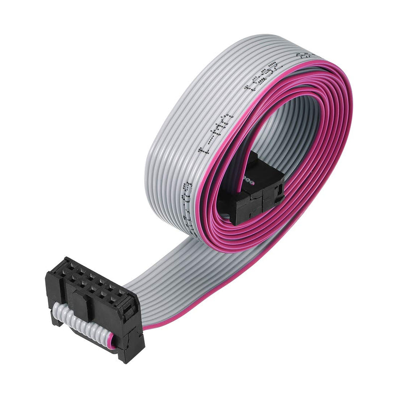 uxcell IDC Wire Flat Ribbon Cable FC/FC Connector A-type 12 Pins 2.54mm Pitch 1m Length Gray
