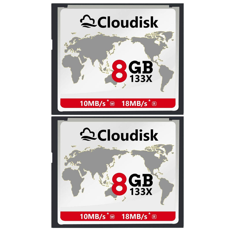 Pack of 2 Compact Flash Card 8GB 133X CF 2.0 Card Performance for DSLR Camera, Vintage Digital Camera and Industry Equipment(8GB)