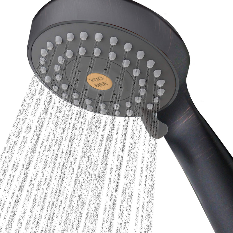 YOO.MEE High Pressure Handheld Shower Head with Powerful Shower Spray against Low Pressure Water Supply Pipeline, Multi-functions, with Luxury Shower Hose, Bracket, Dark Oil Rubbed Bronze