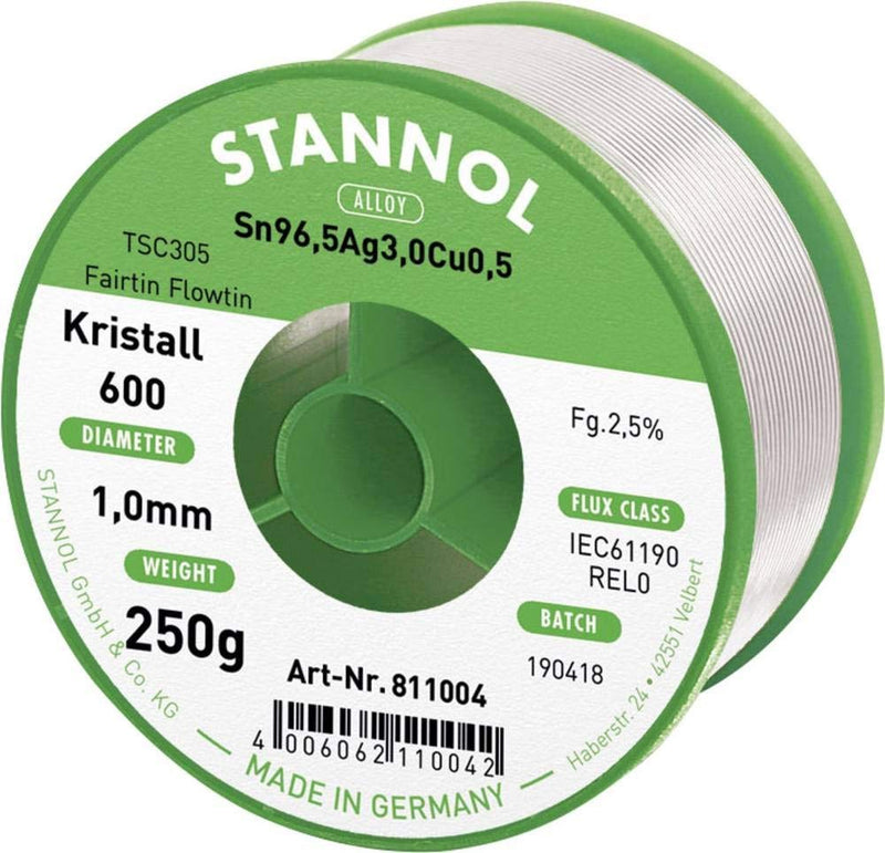 Stannol 811004 Flowtin TSC305 Fairtin Crystal 600 Solder Wire, 1 mm Diameter, 250 g Spools 1.0 mm x 250 g