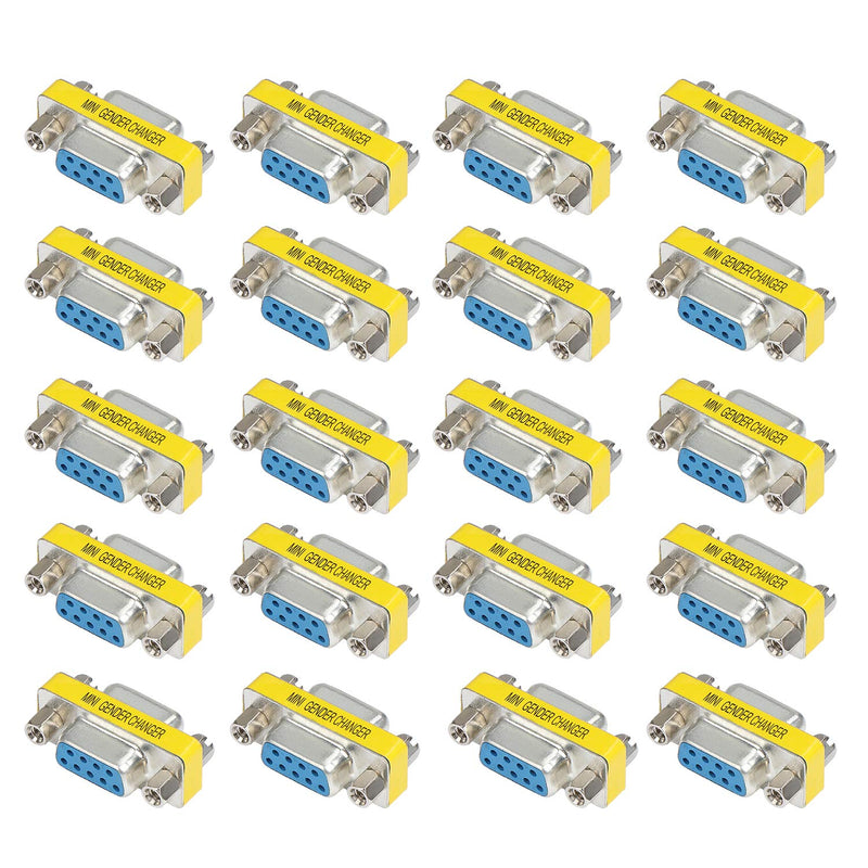 abcGoodefg 9 Pin RS-232 DB9 Female to Female Serial Cable Gender Changer Coupler Adapter (20 Pack, DB9 Female to Female) 20 PACK