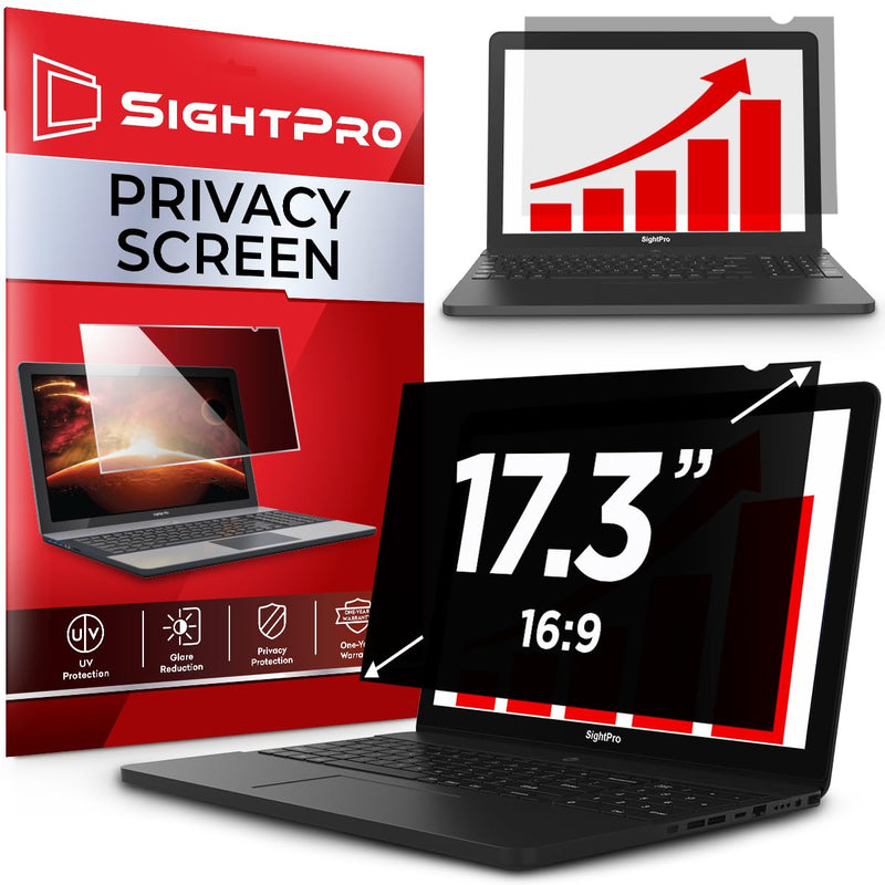 17.3 Inch 16:9 Laptop Privacy Screen Filter - Computer Monitor Privacy Shield and Anti-Glare Protector 17.3 Inch (Diagonal) - 16:9 Aspect Ratio