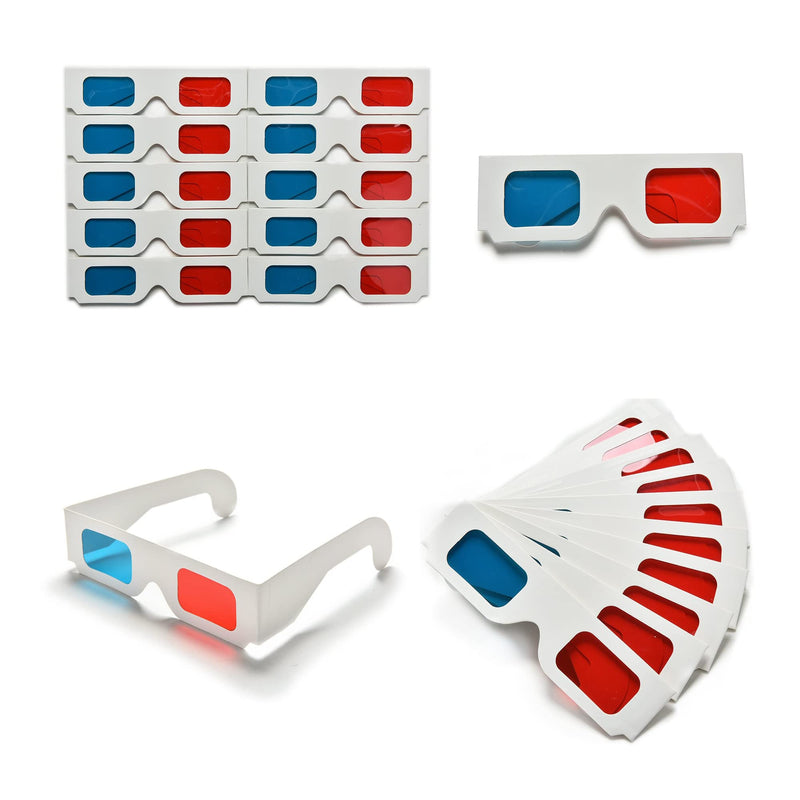 100 Pairs 3D Cardboard Glasses Universal Anaglyph 3D Glasses Cardboard Paper Red Blue Cyan or Movie (100 Pairs) 100 Pairs