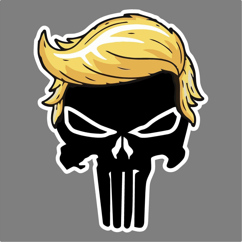 Trump Punisher with Hair Donald Trump President 2024 Magnetic Bumper Sticker Oval, Share w/Family & Friends - Political Sticker for Vehicle, Refrigerator - Car Magnet Decal - Room & Wall Decor, Gift