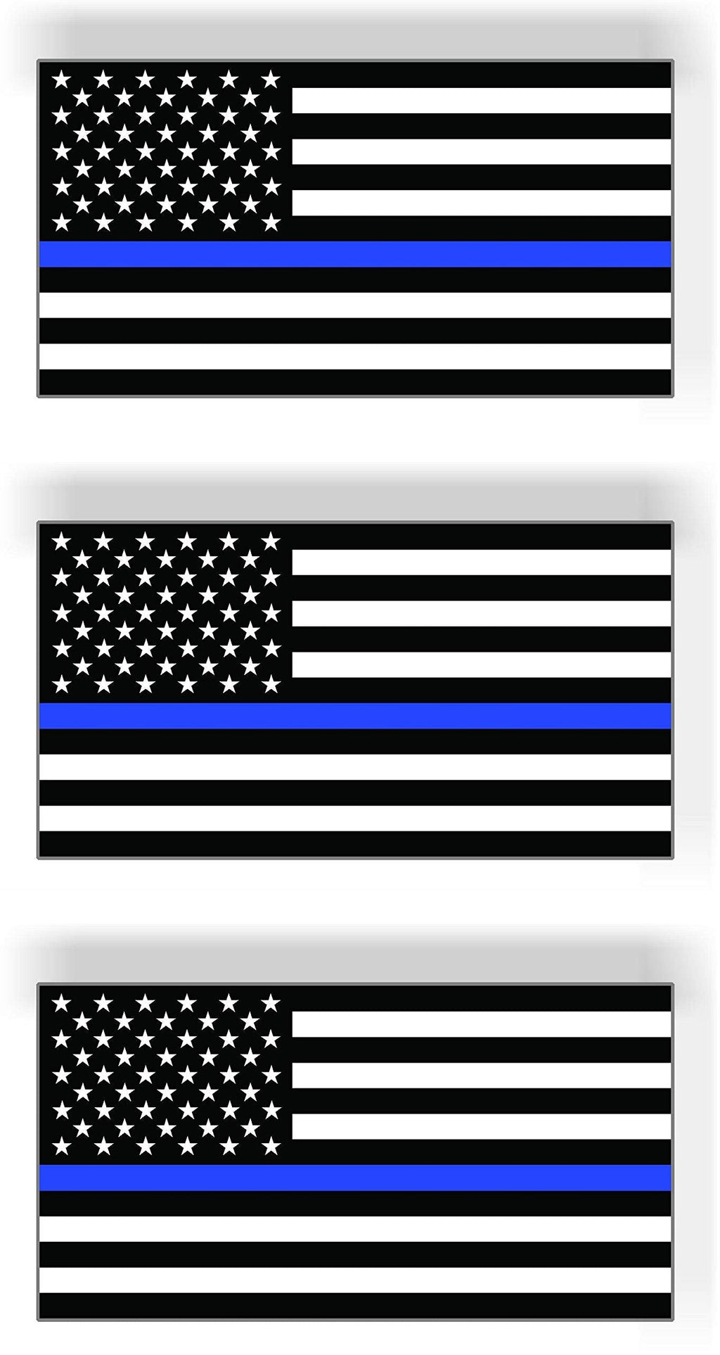 Thin Blue Line American Police Flag Magnetic Bumper Sticker Rectangle, Share w/Family & Friends - Political Sticker for Vehicle, Refrigerator - Car Magnet Decal, Room & Wall Decor, Gift - Set of 3