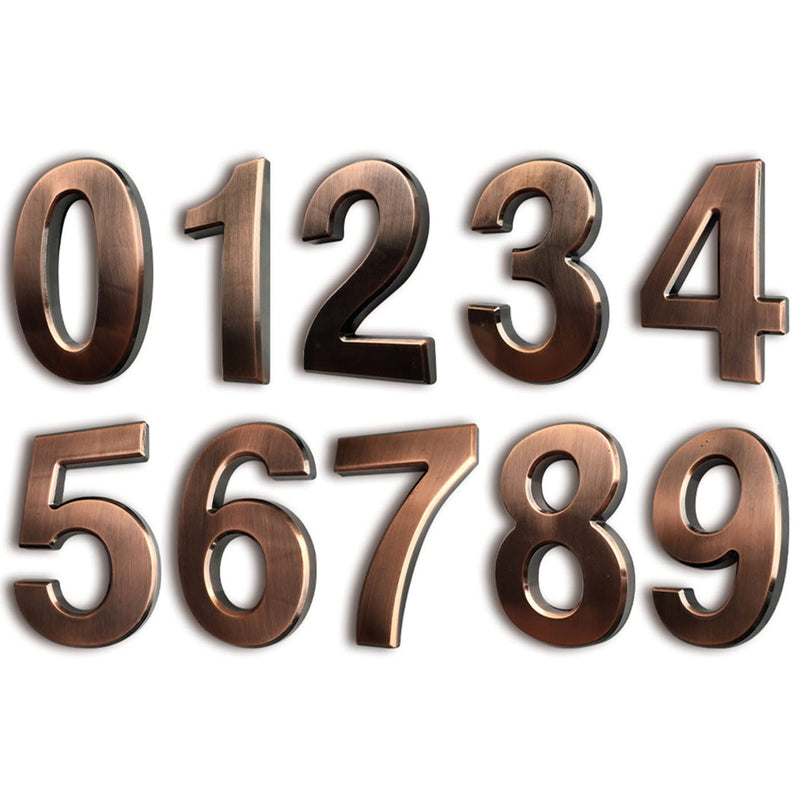 4 Inch Mailbox Numbers 0-9, Door Address Number Stickers for House/Apartment/Floor, Bronze/Silver, by Hopewan. (10 Pack 0-9, Bronze) 10 Pack 0-9
