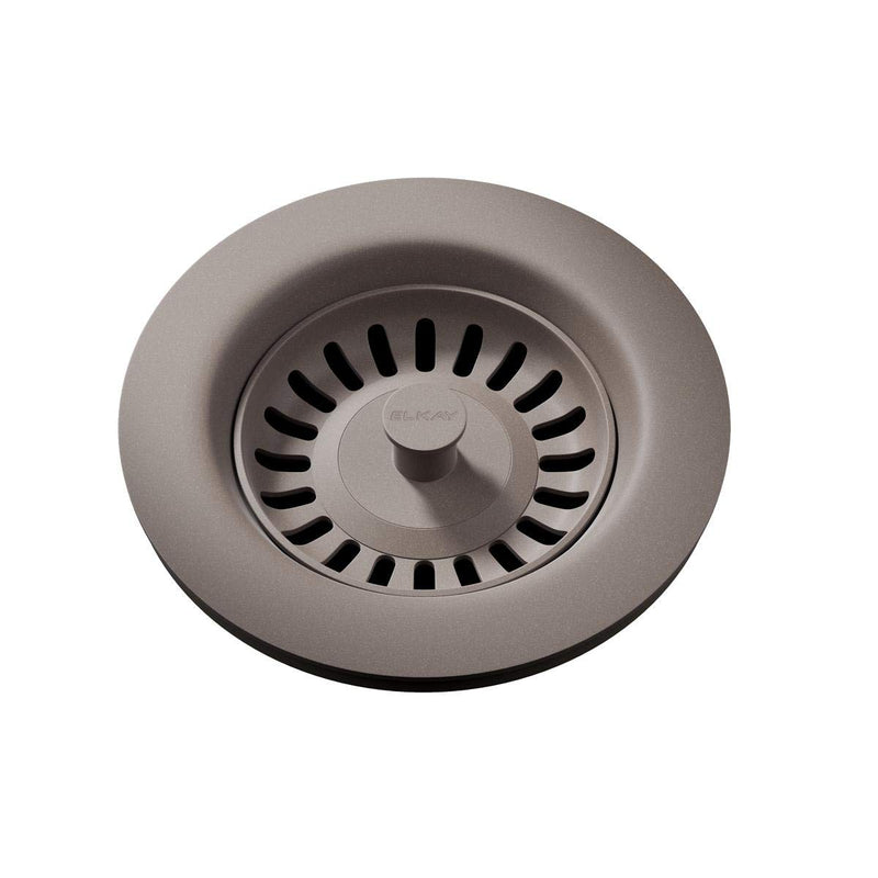 Elkay LKQS35SM Polymer Drain Fitting with Removable Basket Strainer and Rubber Stopper, Silvermist