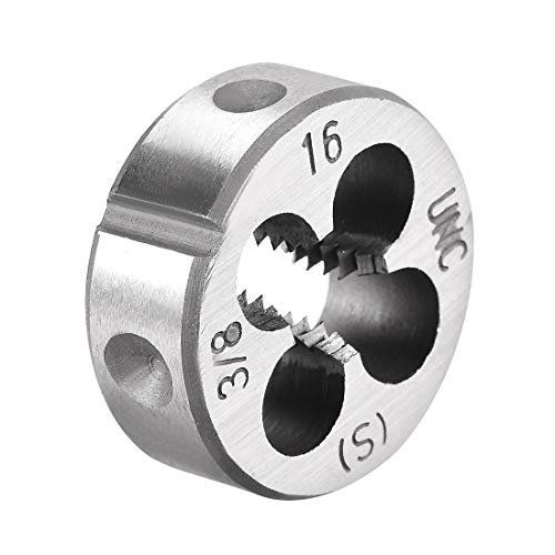 sourcing map Round Die UNF 3/8-16, American Cut-resistant Thread Cutting Dies Alloy Tool Steel Thread Repair Tool 3/8-16 UNC
