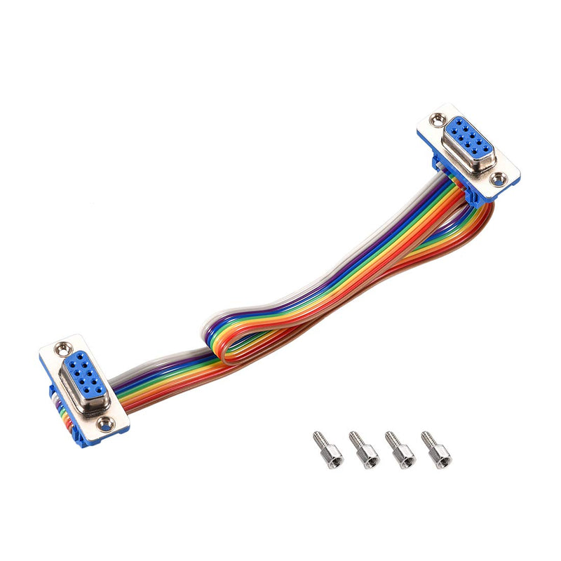 uxcell IDC Rainbow Wire Flat Ribbon Cable DB9 Female to DB9 Female Connector 2.54mm Pitch 11.8inch Length