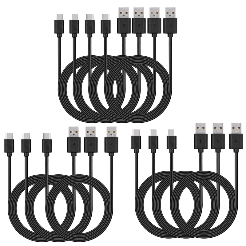 Smays USB C Cable Bulk 10-Pack 3ft, Type C Phone Charger Lot Black Black 3 Feet