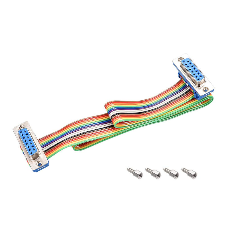 uxcell IDC Rainbow Wire Flat Ribbon Cable DB15 Female to DB15 Female Connector 2.54mm Pitch 19.7inch Length