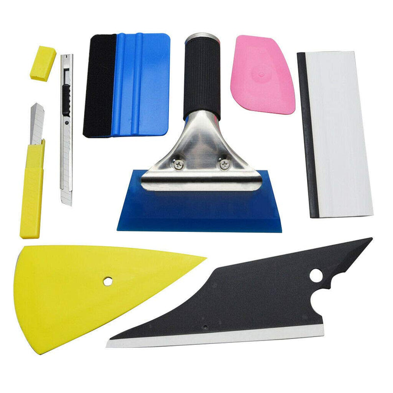 Vinyl Wrap Tool Window Tint Kit 7 Pieces Vehicle Tinting Tools Car Glass Protective Film Wrapping Installation Set Included Squeegees, Felt Squeegee, Cutting Knife with Blades