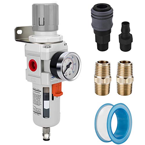 NANPU 1/2" NPT Air Compressor Filter & Pressure Regulator Combo w/Gauge Semi-Auto Drain