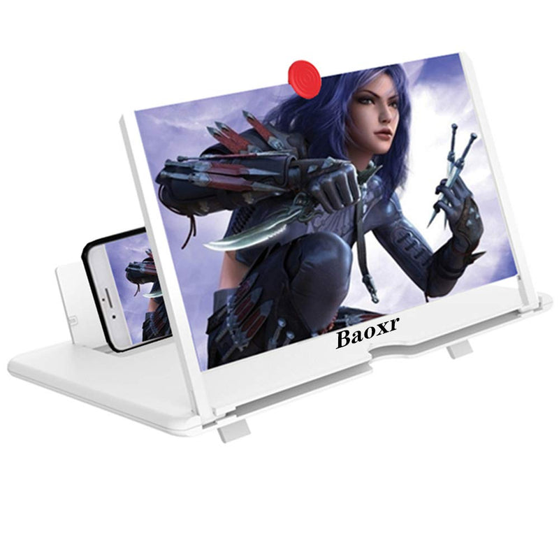 12'' 3D Screen Magnifier for Cell Phone, HD Amplifier Projector Magnifing Screen Enlarger for Movies, Videos, and Gaming with Foldable Stand Compatible with All Smartphones