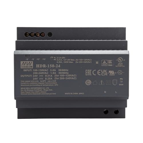 MEAN WELL HDR-150-24 24V/DC 150W DIN Rail Power Supply 1x