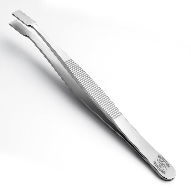 Stainless Steel Forceps with Offset Flat-Tips - Perfect for handling of membranes (4.75 in.)
