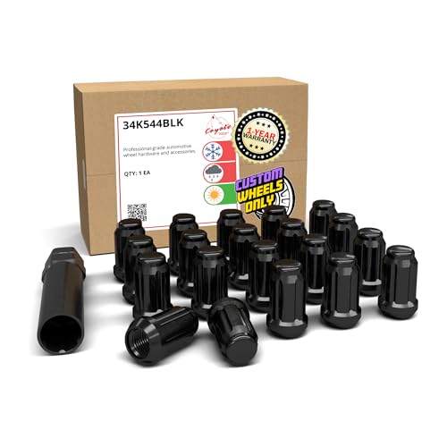 Wheel Accessories Parts 20 Pcs M12x1.25 12x1.25 Thread Car Spline 1.38" 35mm Long Lug Nuts Black Spline Hex Fits Most Subaru Pass Cars ｜ Nissan Pass Cars